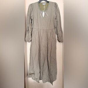 Polagram Green Checkered Long Sleeve Dress